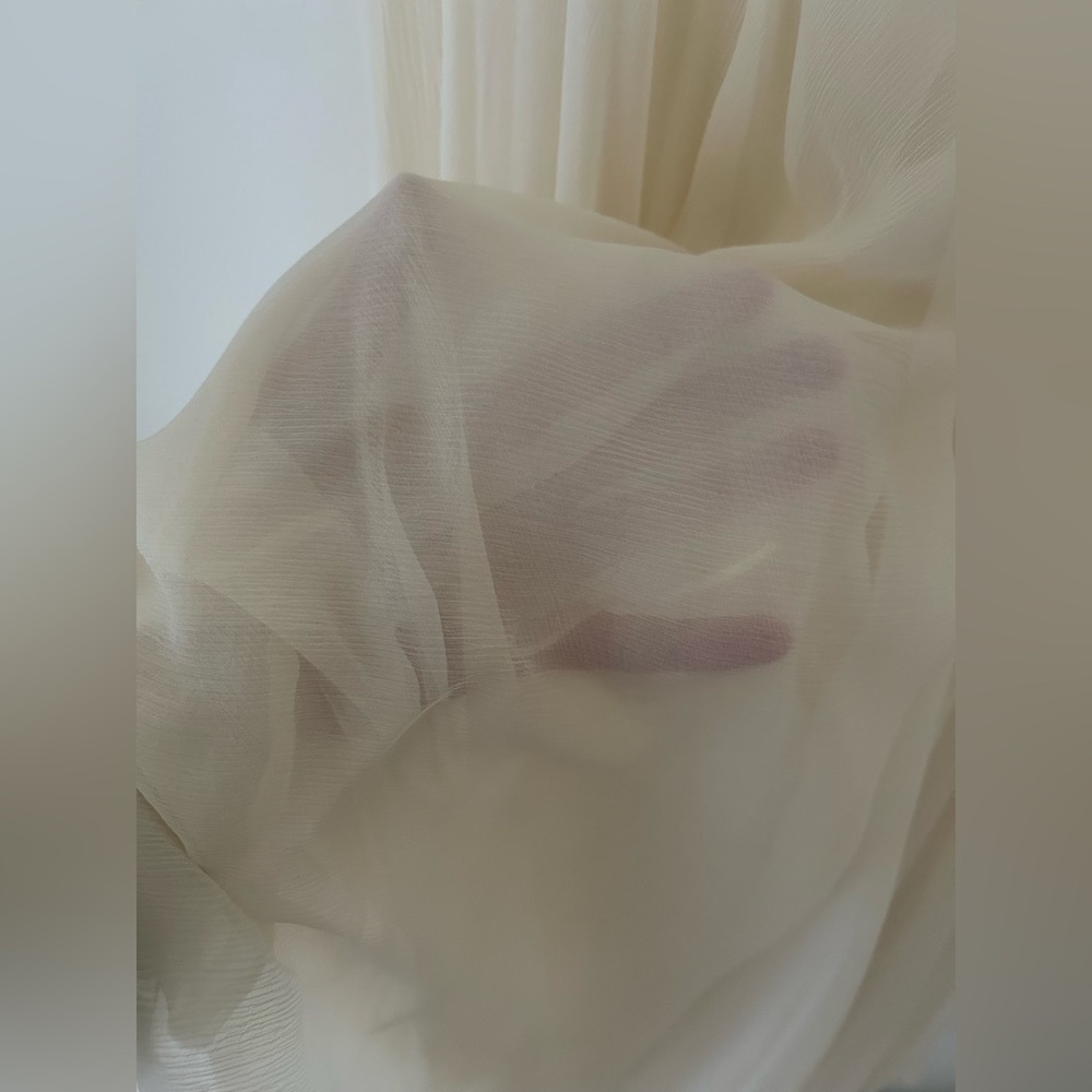 *SOLD* Vintage Cream Chiffon Maxi Skirt with Matching Faux Pearl Scarf - Picture 8 of 14
